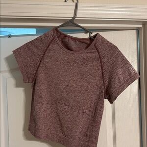 PINK gym Heathered Burgundy Short Sleeve Crop Top